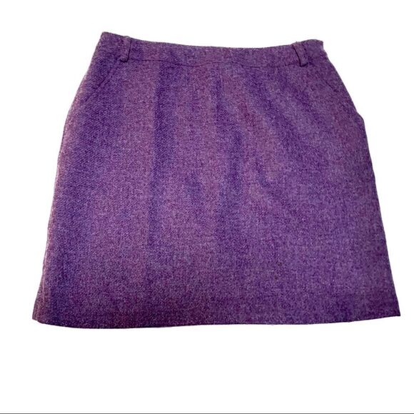 Ellen Tracy Purple Wool Mini Skirt Sz 14 - Picture 1 of 5